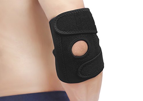 1 PC Adjustable Compression Recovery Elbow Brace Support Anti-Slip Fitness Sports Protection Gear Elbow Pad Guard for Sprain, Pain Relief, Tendonitis, Tennis&Golf Elbow Treatment - color: Black