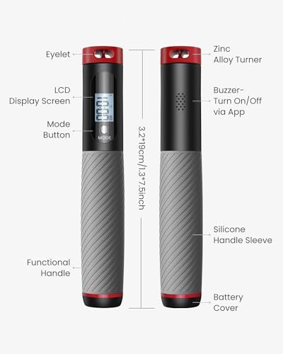 RENPHO Smart Cordless Jump Rope with Counter, App Data Tracking - color: B-Grey