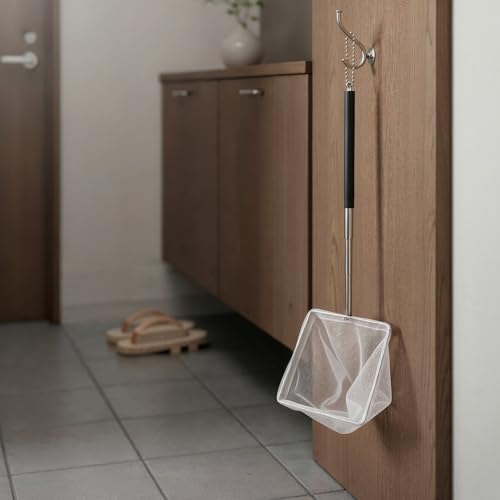 Aquarium Fish Net 3 Inch with Extendable Stainless Steel Handle Square Soft Fine Mesh Shrimp Net for Fish Tank, Stream, Pond