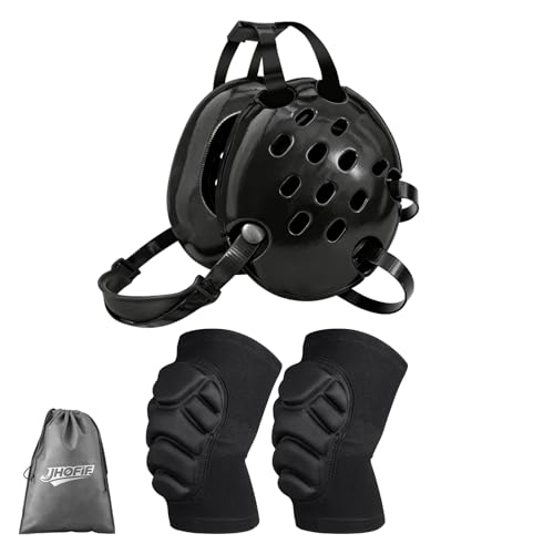 Wrestling Protective Gear Set for Youth & Adults – Adjustable Headgear with Knee Pads, 11 Hole Design for Breathable and Shock-Absorbent, Includes Carry Bag for Convenience - size: Small