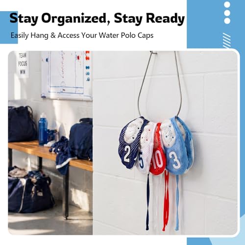 Hicarer Stainless Steel Water Polo Cap Stringer, Holds up to 2 Sets Caps, Rust Resistant Team Organizer and Drying Rack for Schools Clubs Pool Practice
