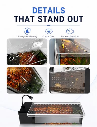Transparent Acrylic Aquarium Lid, Ventilated Anti-Jump Cover, Cat Deterrent Splash Guard with Sliding Panel for Home Fish Tanks(3 mm,23.6x12.0 in/60x30.4cm)