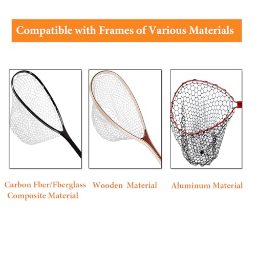 Rubber Fishing Net Replacement Hook Resist Fishing Nets for Fly Fish Landing Net, Trout Nets,Rubber Mesh Bag 4 Size - color: Black, size: Fit Hoop Dia.:15.7" - 17.7"/Depth:15.7"/CIRC:50"