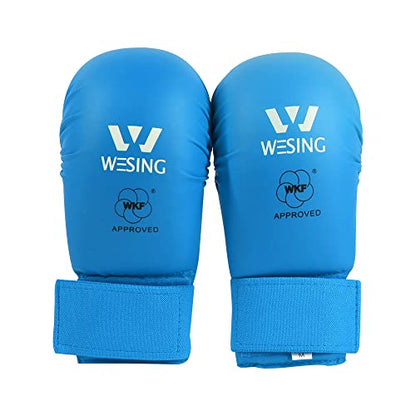 Wesing WKF Sparing Karate Gloves Without Thumb Protection Blue Red - color: Blue, size: Medium