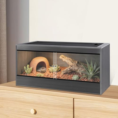 68 Gallon Reptile Enclosure, 48x18x18 Reptile Tank Terrarium, 48" Wide Large Lightweight Wood & Plastic Eco Composite Reptile Habitat Lounge for Ball Python Bearded Dragon Gecko Turtle Snake - size: 48x18x18 inch