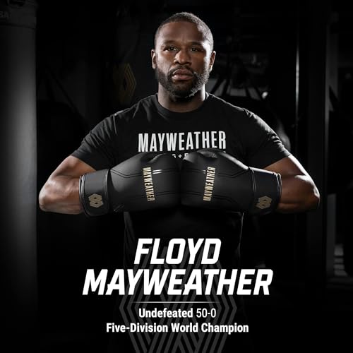 Hayabusa Mayweather Contender Boxing Gloves for Men and Women - color: Black/Gold, size: 14oz