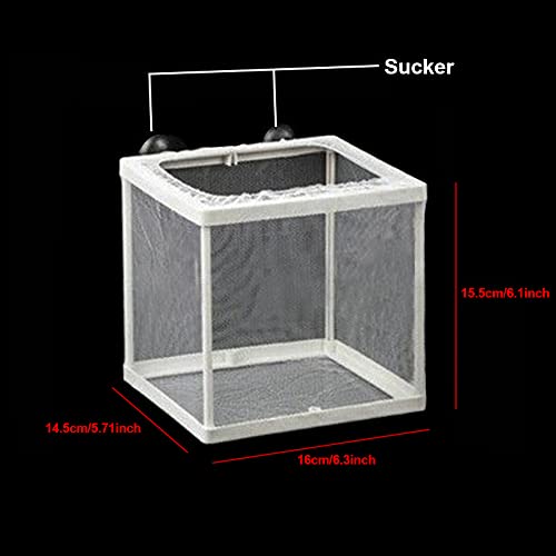 Fish Nursery for Aquarium, Fish Breeder Net, Fish Hatchery Isolation Box, Baby Fish Tank Divider with Suction Cups, Small Size, 14.5cmx15.5cmx16cm