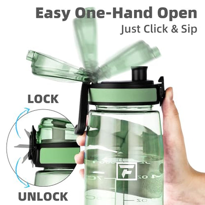 Fanhaw 32 oz Clear Plastic Water Bottle, Chug Lid, Glow Green - color: Glow Green