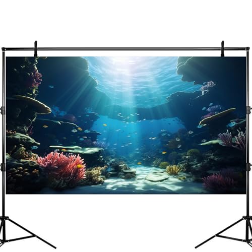 Ocean Floor Fish Tank Background Under The Sea Soft Coral Reef Aquarium Background Underwater Aquatic Plants Sunray Terrarium Backgrounds Deep Sea Tropical Fish Tank Aquarium Backgrounds 30x12in