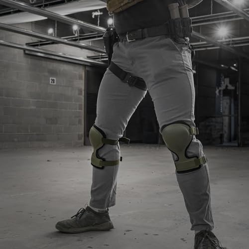 GRITR Tactical Knee Pads - Heavy Duty Knee Protectors, Range Green - color: Ranger Green