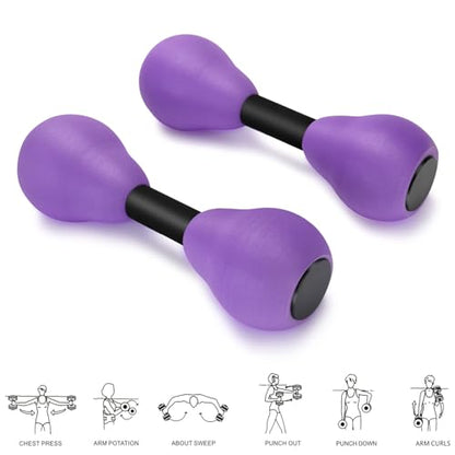Carperipher Aquatic Dumbells,2Pcs Foam Water Weights Aerobic Exercise Fitness Equipment Dumbbells, Pool Resistance Swimming Training for Men/Women Weight Loss, Beginner Swimming Training - color: Purple