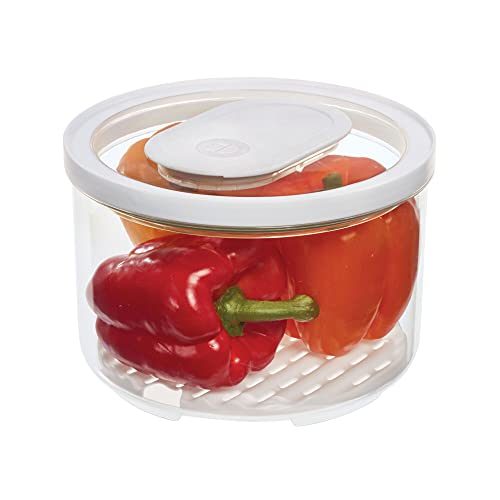 iDesign Round Fridge Produce Bin with Removable Drainage Tray and Lid - Set of 4 - Clear - size: Round- Large, style: Pack of 4