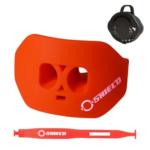 O Shield Core Football Mouth Guard, Detachable Strap | Football Mouth Guard with Detachable Strap — No-Boil Ready Fit, BPA-Free, Brace-Friendly, Includes Carrying Case - color: Orange