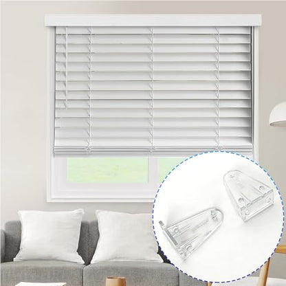 2 Inch Hold Down Brackets, Clear Plastic Blinds Bottom Rail Hold Clips Replacement Blind Parts with Install Screws for Horizontal Blinds Shades Window Doors (4 Pack )