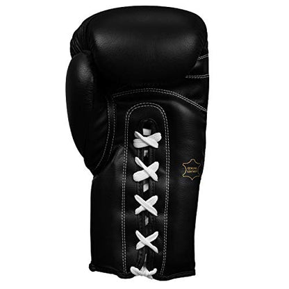 Title Classic Leather Lace Training Gloves 2.0 - Lace Up Boxing Glove, Boxing Competition Gloves, Boxing Sparring Gloves, Boxing Training Gloves, Boxing Bag Gloves, Boxing Gloves - color: Black, size: 18 oz