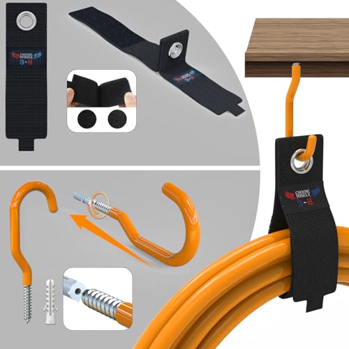 3-H Heavy Duty Garage Wall Hooks 20 Pack, Anti-Slip PVC Coating Wall Mount Garage Storage Utility Hooks, Heavy Load Organizer for Ladders, Yard Tools, Shovel, Weed Eater, Hoses & Bulk Items,Orange | Multi-Purpose Garage Hooks to Organize Garden Lawn Tools