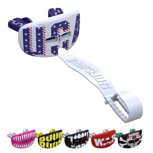SAFEJAWZ Lip Guard, Football Mouth Guard with Detachable Strap - color: Usa