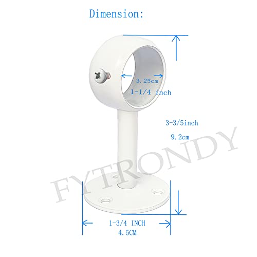 White Edition Stainless Steel Wardrobe Pipe, Closet Lever Support Rod Holder Socket Bracket (1-1/4 INCH 2 Pack)
