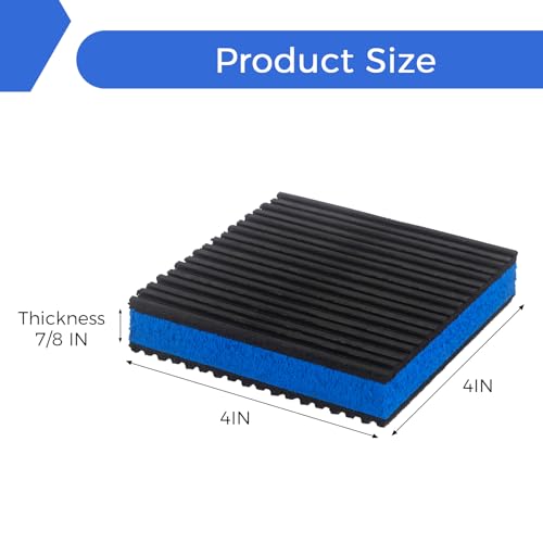 4Pcs Anti Vibration Pads 4'' X 4'' X 7/8" Sound Isolation Ribbed Rubber Mats with EVA Center, Heavy Duty Blue EVA Pad for Air Conditioner,Compressors,HVAC,Treadmills etc