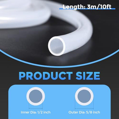 Silicone Tubing,1/2" ID x 5/8" OD Pure Silicon Tube High Temp Silicone Hose [for Home Brewing Wine Making, Beer Line, Aquarium]-10 ft Length/Clear - size: 1/2" ID x 5/8" OD, style: 10 Feet