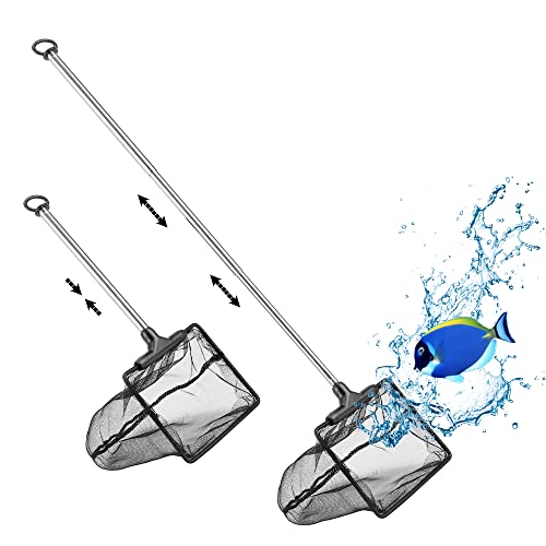 Aquarium Net with Extendable Stainless Steel Long Handle, Fine Mesh for Fish Tank