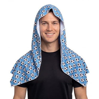 Cooling Hooded Towel for Soccer Fans & Outdoor Work, Sky Blue - color: Sky Blue