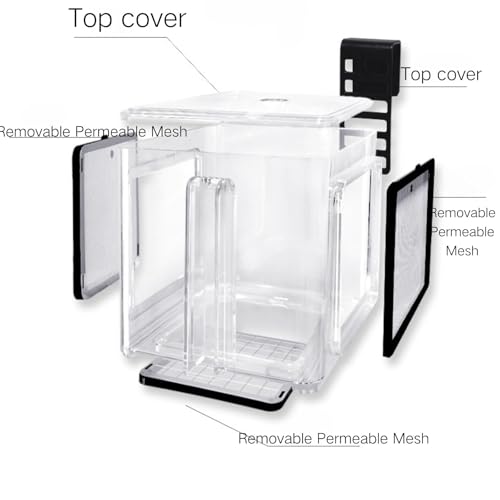 Saim Fish Breeding Box, Acrylic Aquarium Breeding Boxes, Acrylic Fish Isolation Box Hanging Aquarium Hatchery Tank for Small Baby Fishes Shrimp Clownfish Guppy Hatchery, Transparent