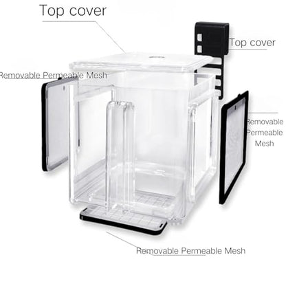 Saim Fish Breeding Box, Acrylic Aquarium Breeding Boxes, Acrylic Fish Isolation Box Hanging Aquarium Hatchery Tank for Small Baby Fishes Shrimp Clownfish Guppy Hatchery, Transparent