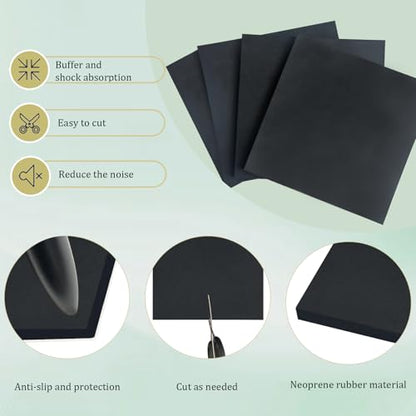 4 Pieces Neoprene Rubber Pads with Adhesive Backing 1/8 in Thick x 6 in x 6 in, Anti Vibration Pads, Rubber Block for Anti-Slip, Shock Absorption, Protection - size: 6in X 6in X 1/8in, style: With adhesive,Rubber