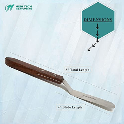 4" Blade Bayonet Lab Sptula with Wooden Handle Stainless Steel For Handling & Mixing Pastes, Gels Laboratory Tool with Smooth Polished Blades + Brass Rivets Lab Supplies