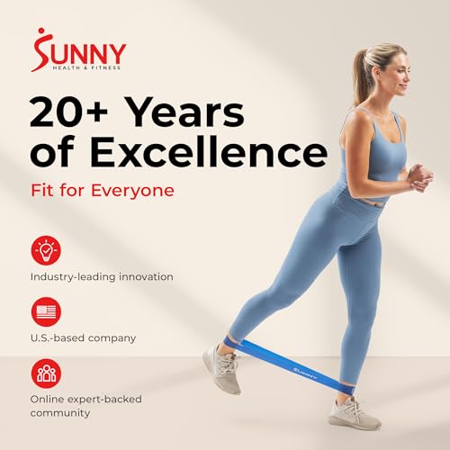Sunny Health & Fitness 5-Level Resistance Loop Bands for Strength Training | Full-Body Workout, Progressive Exercise, Yoga, Pilates, Recovery, Lightweight, Compact, Carry Bag for Travel