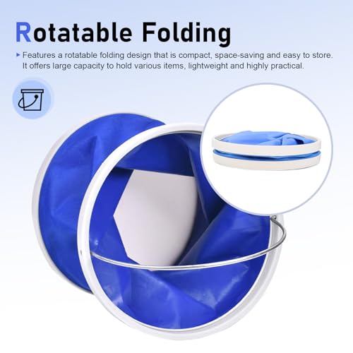 Collapsible Bucket, 11L (2.9 Gallons) Waterproof Oxford Fabric Camping Fishing Bucket, Foldable Portable Pop Up Water Buckets for Household, Outdoor, Car Washing (Blue)