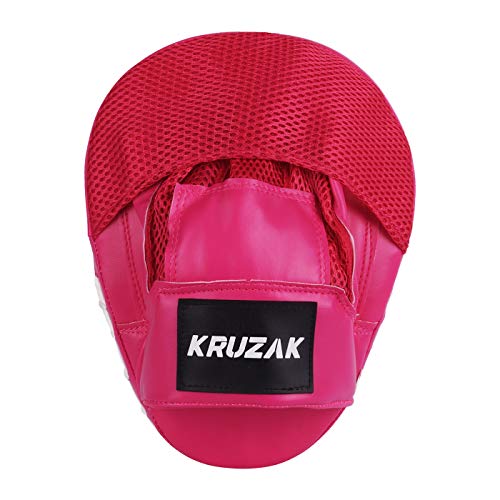 Kruzak Plain Punching Focus Mitts, Curved Hook and Jab Mitts for Muay Thai, MMA Training, Focus Pads for Boxing, Martial Arts, and Punching Target - color: Pink