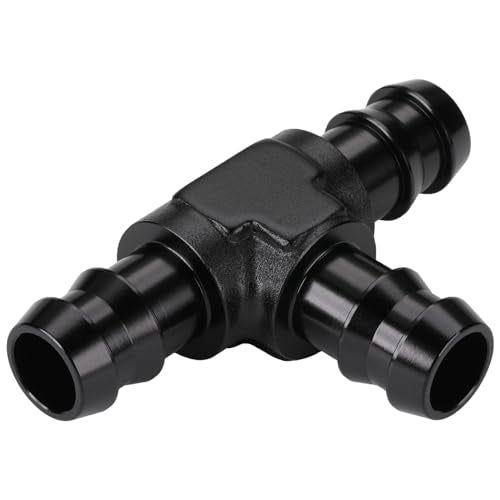 1/2" 13mm Hose Barb Tee T Fitting Adapter Aluminum Black - size: 13mm