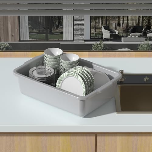 13 L Light Gray Bus Tubs, Commercial Bus Tub Tote Dishwashing Basin, 4 Packs - size: 13 L