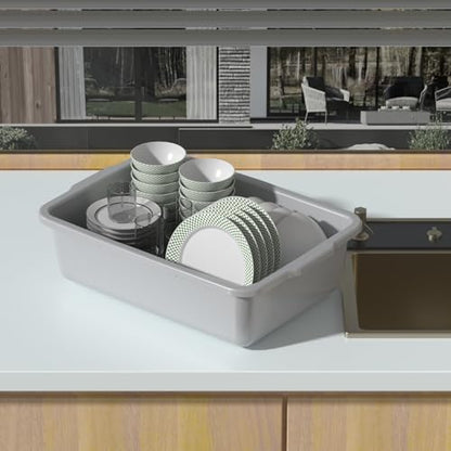 13 L Light Gray Bus Tubs, Commercial Bus Tub Tote Dishwashing Basin, 4 Packs - size: 13 L