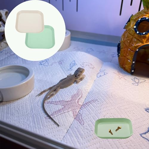 4 Pcs Leopard Gecko Potty Pad, Reptile Lizard Gecko Latrine Trays, Leopard Gecko Tray for Lizard Reptile Gecko (Green and Beige)