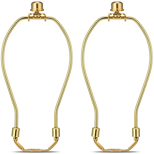 7 Inch Detachable Lamp Shade Harp Holder for Table and Floor Lamps, 2 Set Heavy Duty Lamp Shade Bracket with 3/8 Standard Saddle and Lamp Finial, Polished Brass - color: Polished Brass, size: 7 Inch