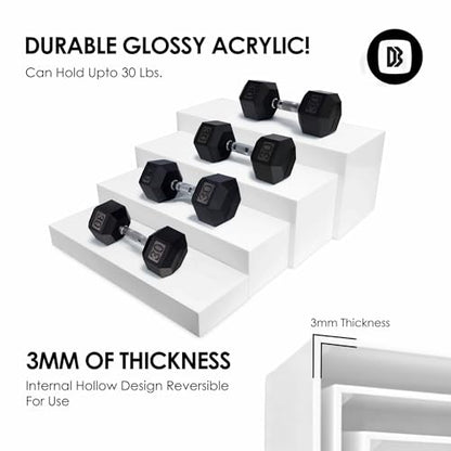 4cs Large Rectangle White Acrylic Buffet Riser Set Sizes (13" to 15") - Buffet Risers for Buffet Table, Display Stand Shelf for Catering Dessert Collectibles Jewelry Figures Show, Stackable Food Risers With Hollow Bottoms