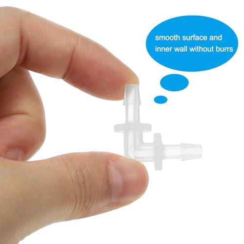 PATIKIL 5/32" Plastic Hose Barb 90 Degree Elbow, 5 Pack L-Barb Fittings 2 Way Equal Barbed Joint Connector Splicer Mender Hose Adapter Union Adapter for Aquarium Fuel Gas Liquid Air