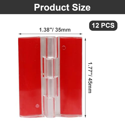 Hordion 12PCS Clear Acrylic Hinges Self Adhesive, Small Plastic Hinges 35x45mm Foldable Hinge Tools for Cabinet Aquarium Lid Glass Furniture DIY Display Stand - size: 35x45mm