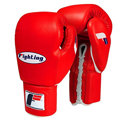 Fury Professional Lace Training Gloves - Lace Up Sparring Gloves for Boxing, Bag, and General Training - color: Red, size: 18 oz
