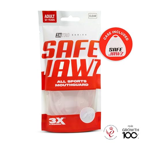 SAFEJAWZ Mouth Guard, Slim Fit Mouthguard for Adult & Youth with Case - color: Clear, size: Adult (12+ Years)