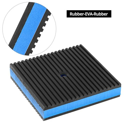 QWORK Heavy-Duty Rubber Anti-Vibration Pads, Pack of 4, 4" x 4" x 7/8" Shock Absorbing Pads