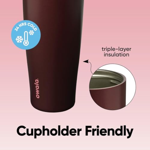 Owala FreeSip Tumbler Stainless Steel Water Bottle 40 oz Black Cherry | Triple-Layer Insulation | Leak-Proof Lid with Push-Button | Double Threaded Lid for Left and Right-Handed Drinking - color: Black Cherry, size: 40 Ounces