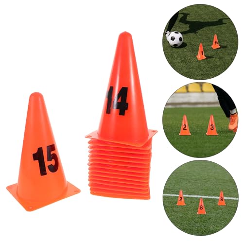 ABOOFAN 15Pcs Orange Soccer Training Cones, Soft Numbered Markers