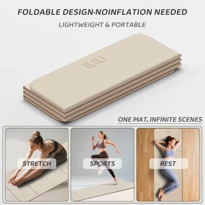 ILILI Foldable Yoga Mat 71 * 24 * 0.3 Inch - color: Beige