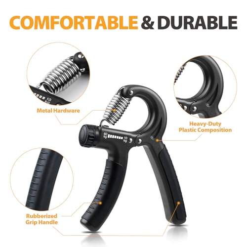NIYIKOW 2 Pack Grip Strength Trainer, Hand Grip Strengthener, Adjustable Resistance 22-132Lbs (10-60kg), Forearm Strengthener, Perfect for Musicians Athletes - color: Carbon Black