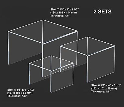 6 Pieces Set - Clear Acrylic Display Riser Set, Acrylic Display Stand