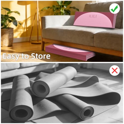 ILILI Foldable Yoga Mat, 10mm Thick, 75x26 Inch Extra Long, Exercise Mat - color: Light Pink+Rose Pink